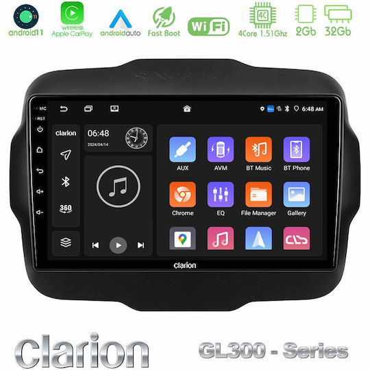 Clarion Car Audio System for Jeep Renegade 2015-2019 (Bluetooth/USB/AUX/WiFi/GPS/Apple-Carplay/Android-Auto) with Touch Screen 9"
