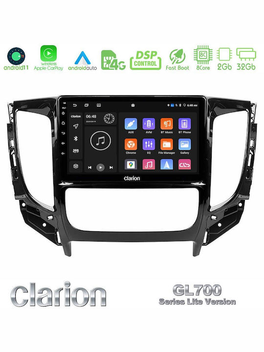 Clarion Auto-Audiosystem für Fiat Vollrück Mitsubishi L200 2015-2019 mit A/C (Bluetooth/USB/WiFi/GPS/Apple-Carplay/Android-Auto) mit Touchscreen 9"