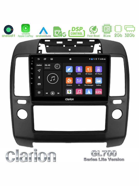 Clarion Sistem Audio Auto pentru Nissan Navara / Căutător de drumuri 2006-2011 cu A/C (Bluetooth/USB/WiFi/GPS/Apple-Carplay/Android-Auto) cu Ecran Tactil 9"