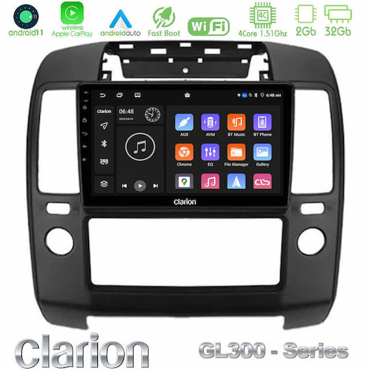 Clarion Auto-Audiosystem für Nissan Navara / Pfadfinder 2006-2011 mit A/C (Bluetooth/USB/AUX/WiFi/GPS/Apple-Carplay/Android-Auto) mit Touchscreen 9"