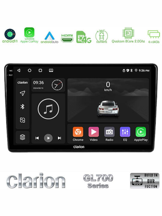 Clarion Car Audio System for Peugeot Partner / Partner Tepee Citroen Berlingo 2008-2018 (Bluetooth/USB/WiFi/GPS/Apple-Carplay/Android-Auto) with Touch Screen 9"