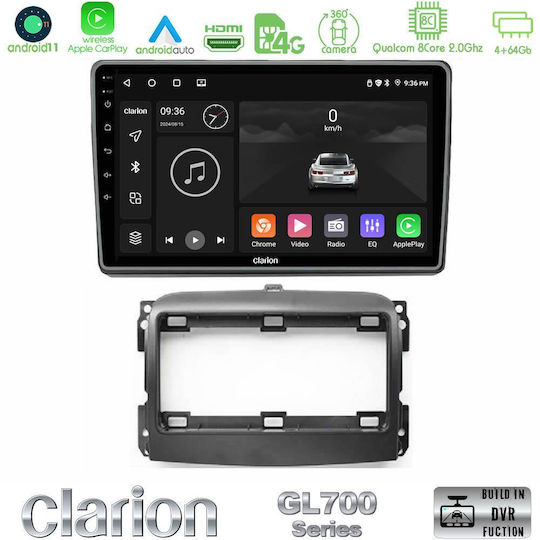 Clarion Ηχοσύστημα Αυτοκινήτου για Fiat 500L 6125 (Bluetooth/USB/WiFi/GPS/Apple-Carplay/Android-Auto) με Οθόνη Αφής 10"