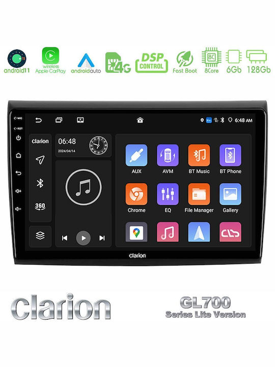 Clarion Auto-Audiosystem für Fiat Bravo 2007 (Bluetooth/USB/WiFi/GPS/Apple-Carplay/Android-Auto) mit Touchscreen 9"