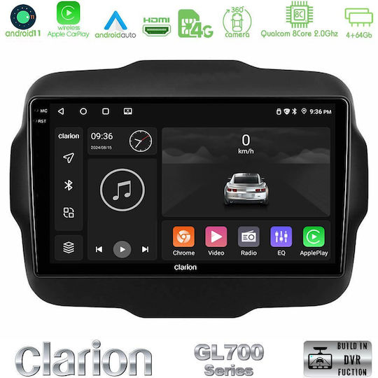 Clarion Ηχοσύστημα Αυτοκινήτου για Jeep Renegade 2015-2019 (Bluetooth/USB/WiFi/GPS/Apple-Carplay/Android-Auto) με Οθόνη Αφής 9"