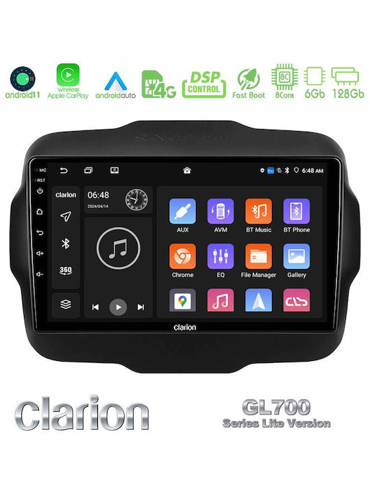Clarion Auto-Audiosystem für Jeep Rebell 2015-2019 (Bluetooth/USB/WiFi/GPS/Apple-Carplay/Android-Auto) mit Touchscreen 9"
