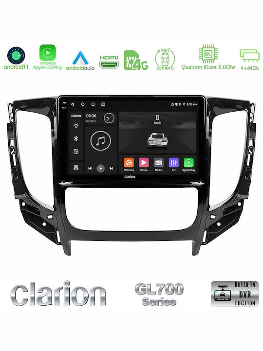 Clarion Car Audio System for Fiat Fullback Mitsubishi L200 6125 with A/C (Bluetooth/USB/WiFi/GPS/Apple-Carplay/Android-Auto) with Touch Screen 9"