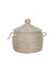 Beliani Wicker Storage Basket with Lid Beige