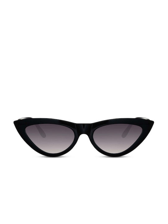 LimeShade Women's Sunglasses with Black Plastic Frame and Black Gradient Lens LS6096