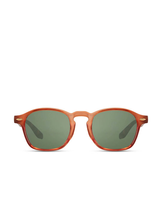 LimeShade Sunglasses with Brown Plastic Frame and Green Lens LS8158