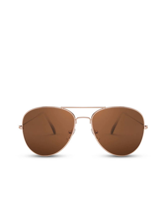 LimeShade Sunglasses with Rose Gold Metal Frame and Brown Lens LS87