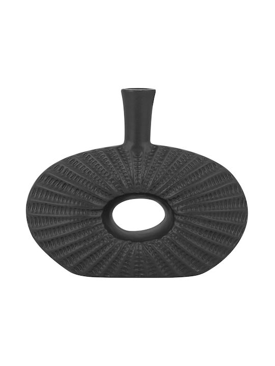 Beliani Vază Decorativă Ceramică Negru 1buc