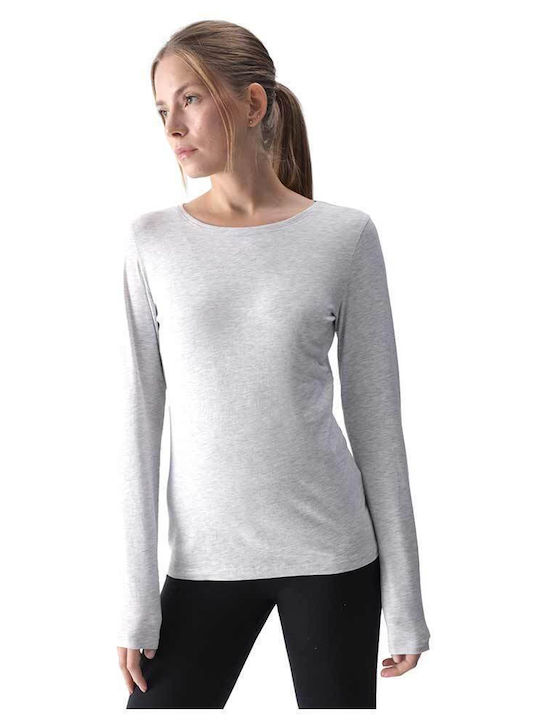 4F Bluza Damă Bumbac Mânecă Lungă Gri