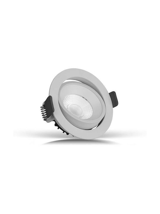 Elmark Round Metallic Recessed Spot with Integrated LED and Natural White Light White 90x90cm. 1pcs