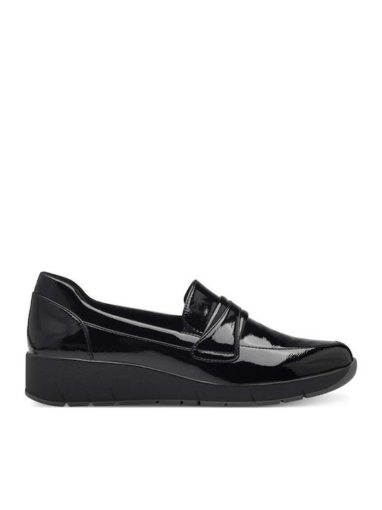 Patent Leather Women's Moccasins in Black Color