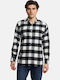 Long-sleeved Flannel Shirt Checked White, Black