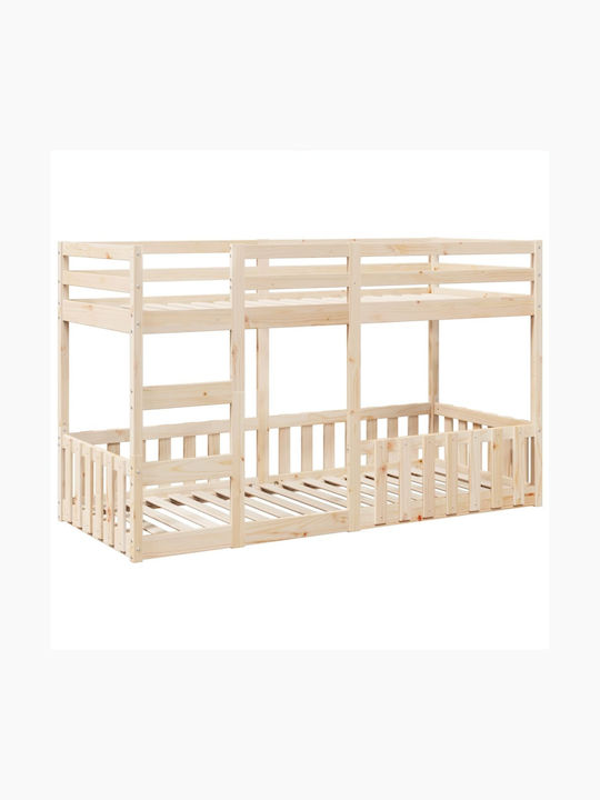 Wood Kids Bed Bunk Single Beige for Mattress 90...