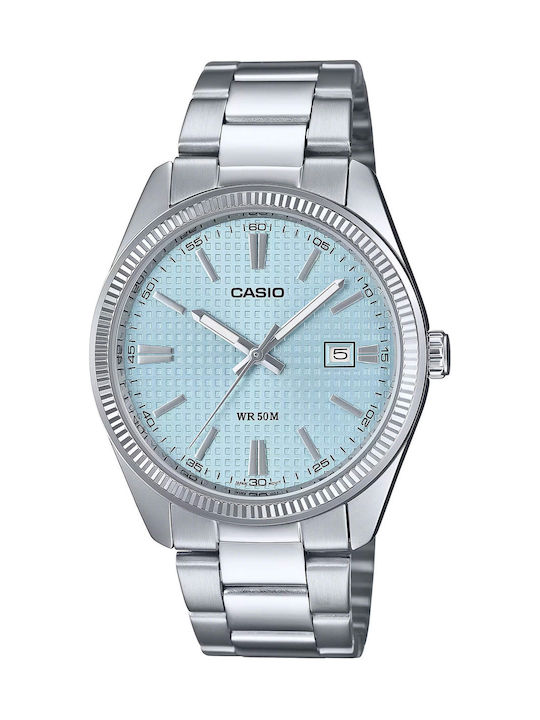 Casio Мъжки Часовник 50 мм На Батерия Със Сребърна Метална Гривна