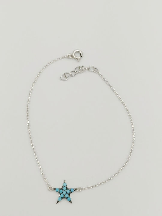 Bs1000 Silver Star Bracelet with Turquoise Stones