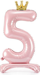 Ballonbasis Nummer 5 Rosa Krone