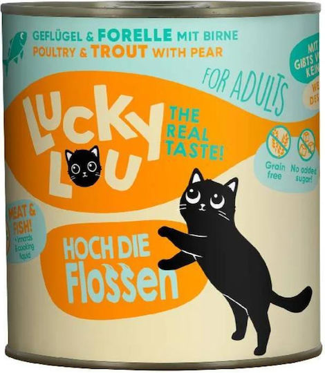Lucky Lou LifeStage Υγρή Τροφή για Ενήλικες Γάτες σε Κονσέρβα με Πέστροφα και Πουλερικά χωρίς Σιτηρά 800gr με Αχλάδι