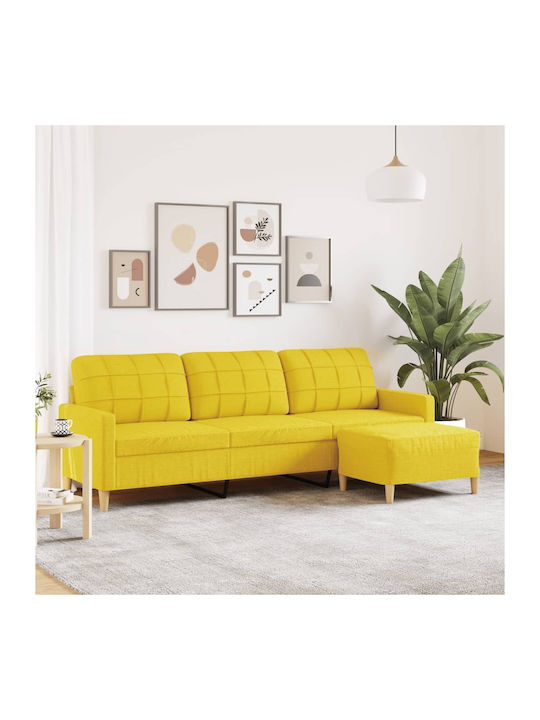 Τριθέσιος Καναπές Κίτρινος 226x77x80εκ.