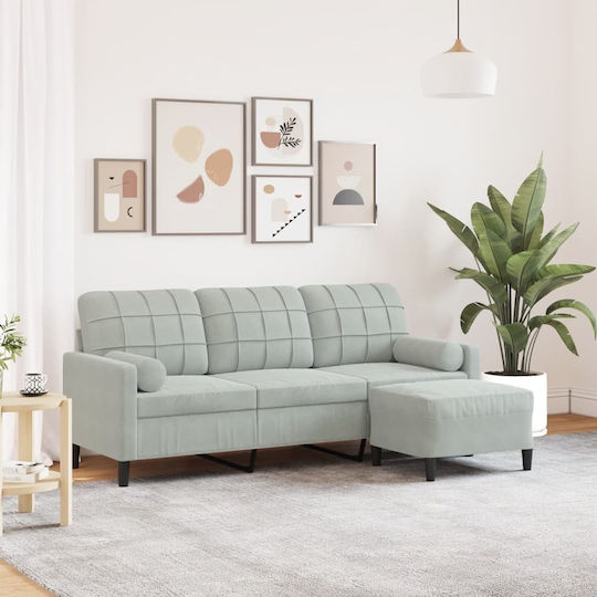 Canapea Cu Trei Locuri Din Catifea Gri 197x77x80cm