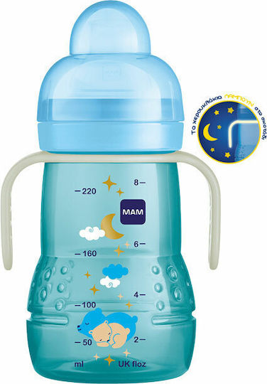 Mam Trainer+ Night Educational Sippy Cup Plastic with Handles Blue Cloud / Teddy Bear for 4m+m+ 220ml