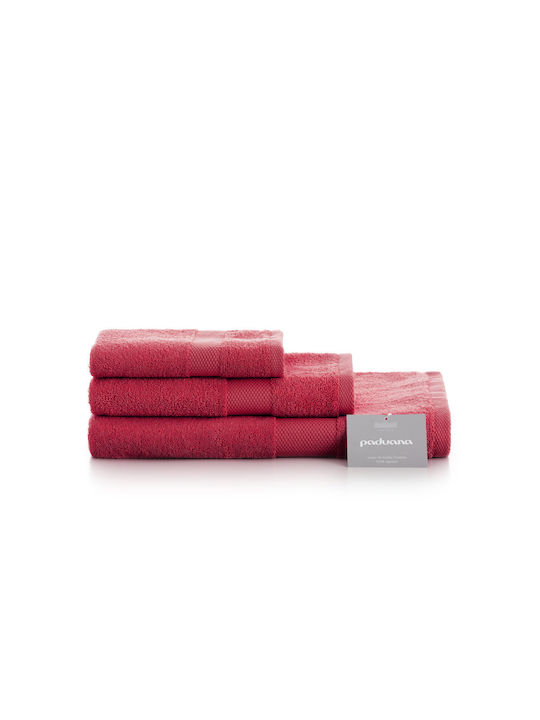 PADUANA 3pc Bath Towel Set 100xcm. Bordeaux Weight 500gr/m²