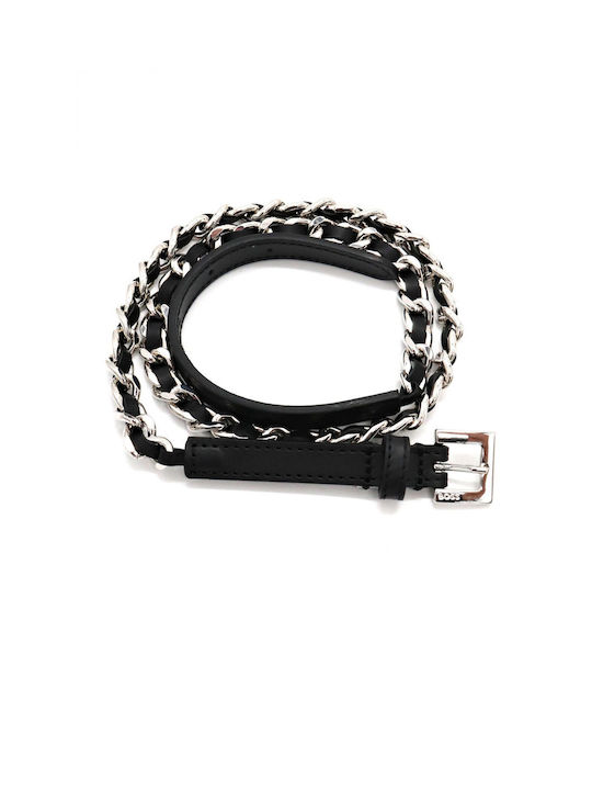 Hugo Boss Leather Women's Belt Chain Black