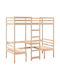 Pat pentru Copii Loft Bed Single cu Birou Bej pentru Saltea 75x190cm