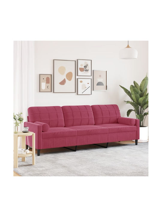 Dreisitzer Samt Sofa Schwarz / Burgundisch mit ...