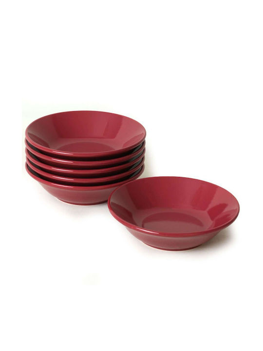 Hermia Plate Soup Ceramic Red with Diameter 18cm 6pcs