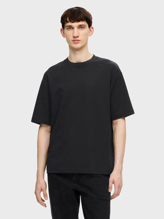 Selected Herren T-Shirt Kurzarm Black