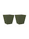 vidaXL Set 2 Planters Metal Olive, Green