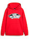 Fleece Παιδικό Φούτερ με Κουκούλα και Τσέπες Racing Red Style 76