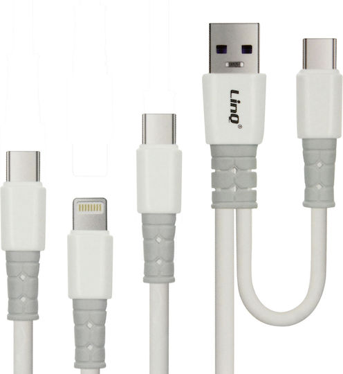 LinQ Regular Cablu USB la Lightning / Type-C / micro USB cu mai multe porturi Negru 1.2m (TPC9133)