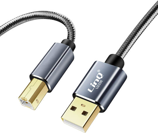 LinQ USB 2.0 Кабел USB-A мъжки - USB-B мъжки Черен 3м U2330