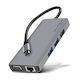 Akashi USB-C Докинг станция с HDMI 4K PD Етърнет и свързване 2 монитора Сив (ALTHUB9IN1TC)