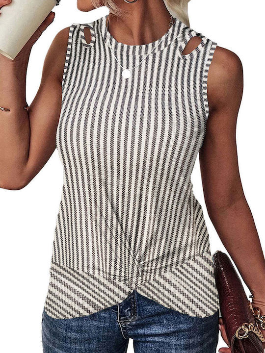 Amely Women's Blouse Sleeveless Striped grey