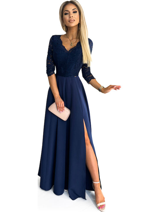 Numoco Maxi Kleid für Hochzeit / Taufe Navy Blue
