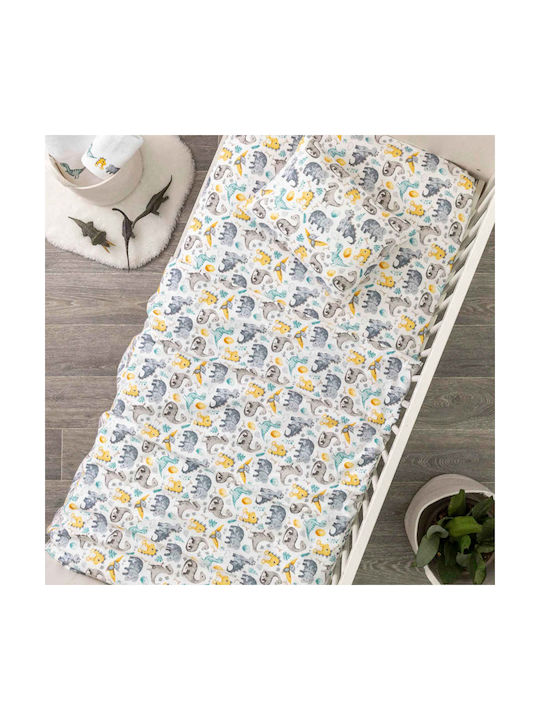 Borea Dinosaurs Baby Sheets Set Crib Flannel Multicolored 120x160cm 2pcs
