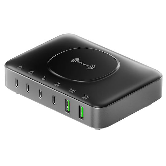 4Smarts Ladestation GaN mit 2 USB-A Anschlüsse und 4 USB-C Anschlüsse 100W Stromlieferung / Schnellaufladung 3.0 in Schwarz Farbe (4S469631)