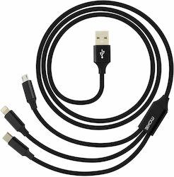 Moxie USB to Lightning / Type-C / micro USB Cable 1m DATA3EN1BLACK