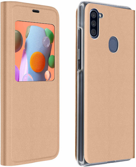Husă Clear View Samsung Galaxy A11 M11 Ultra-subțire Aurie