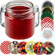 Kadax 100x Jar Jars 200ml Glass Preserves Jam Honey + Caps Fi66