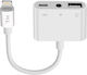 Lightning Charge Adapter Iphone Ipad Lightning To Usb 3.5mm Jack White