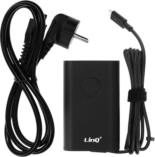 LinQ USB-C Универсален Зарядно за лаптоп 45W с Отделяем Кабел за Захранване