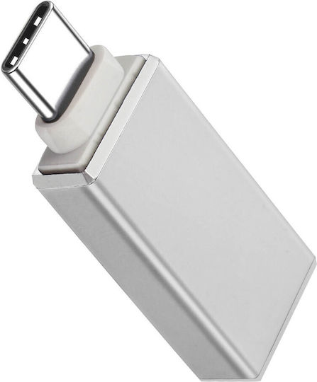 Avizar Μετατροπέας USB-C male σε USB-A female Ασημί 1τμχ OTG-WH-A2C