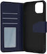 Premium Leather Case Iphone 14 Plus Card-holder Video Stand Feature Navy