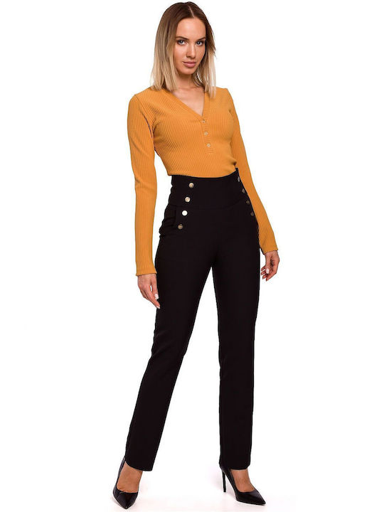 MOE Women's High-waisted Fabric Trousers Black